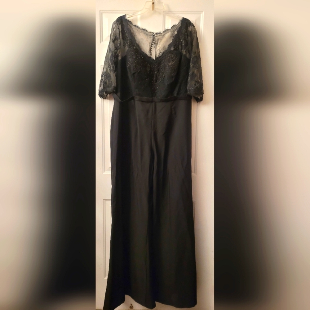 JJs House Black V-Neck Romper with Bishop Sleeves